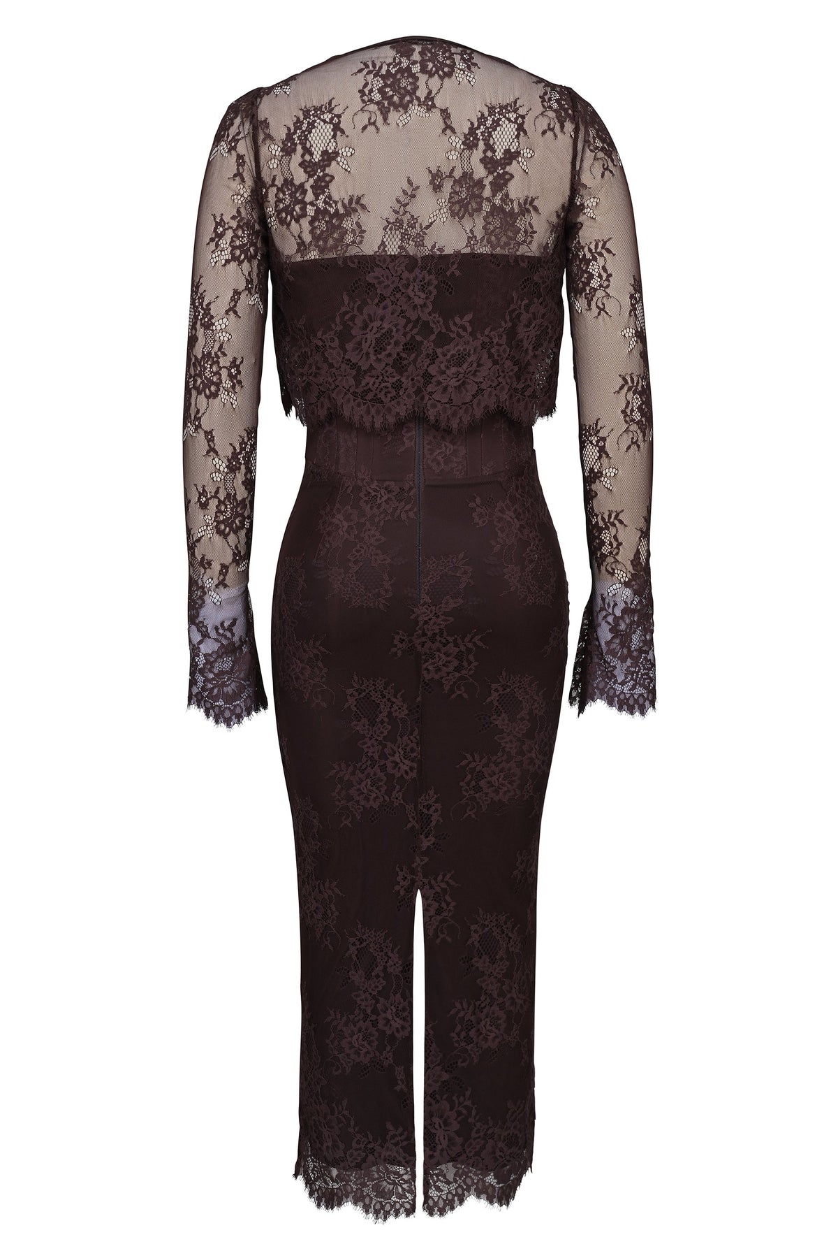 bitter chocolate lace corset midi dress & bolero