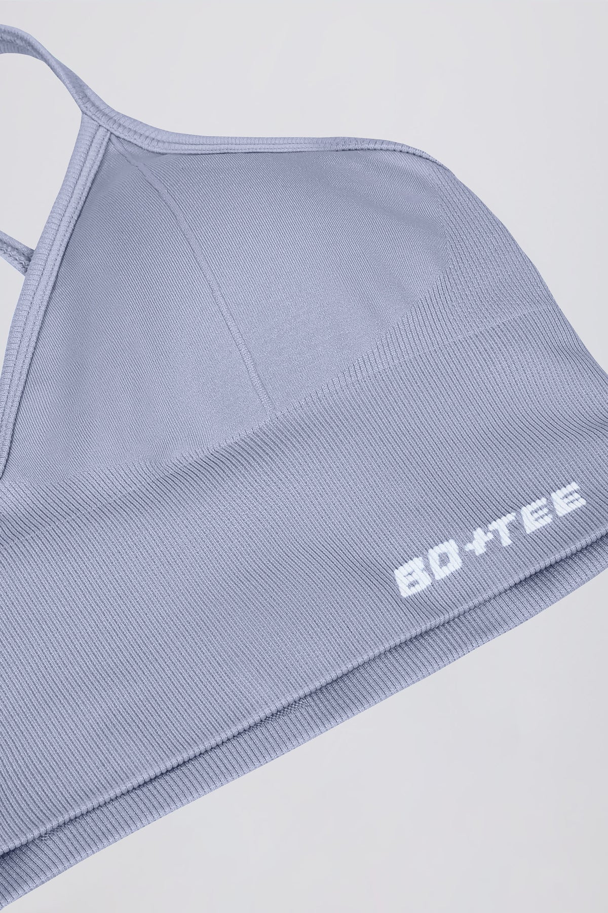 Define Luxe V-Neck Sports Bra in Blue Grey