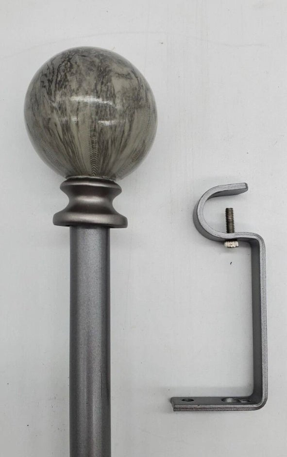 Faux Marble Ball 5/8" Adjustable Curtain Rod - Pewter - Wichita Home Outlet