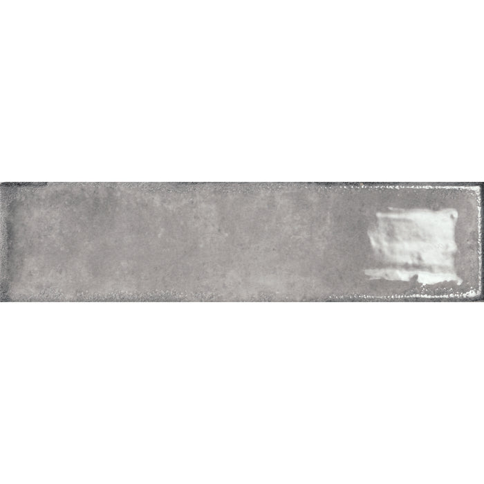 Iris Gris Grey 7.5 x 30cm Gloss White Body Wall Tile - 0.59sqm perbox