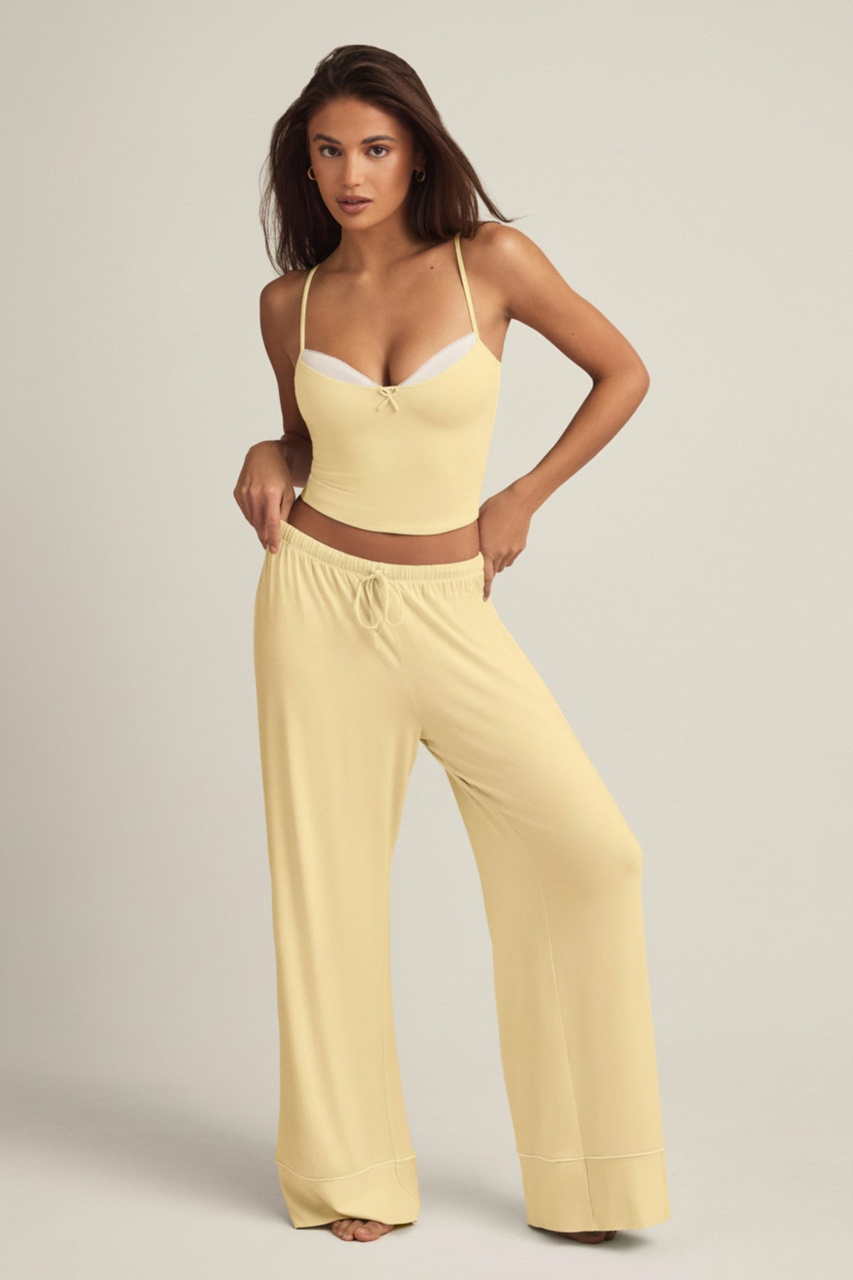 Modal Mid-Rise Pyjama Trousers in Pastel Yellow