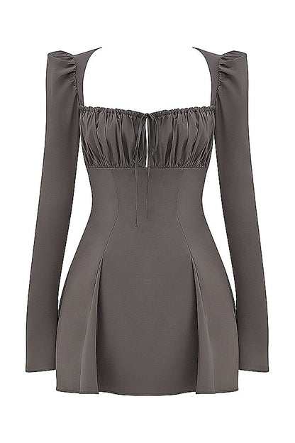 mocha long sleeve mini dress