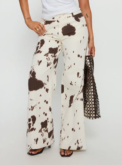 Big Dreamer Low Rise Straight Leg Jeans Cow Print