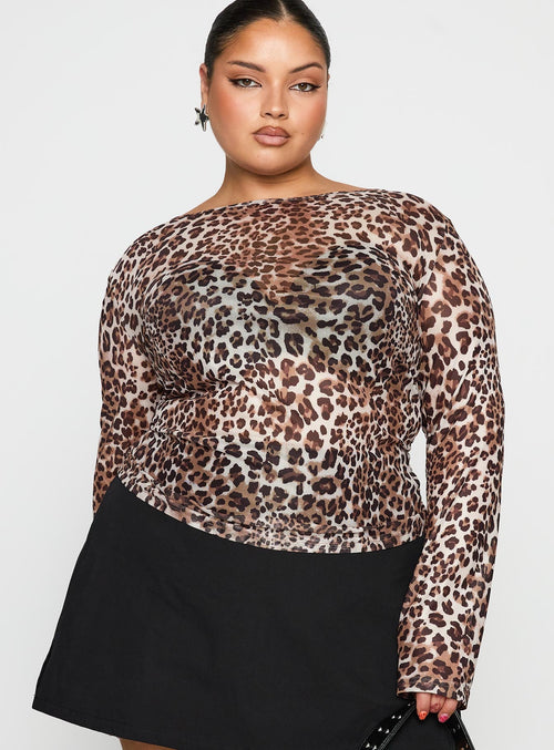 Believe Me Long Sleeve Top Leopard Curve