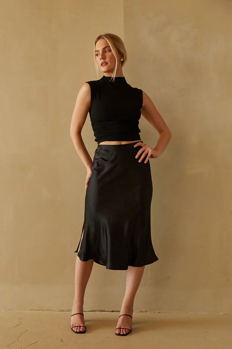 Eliza Satin Midi Skirt