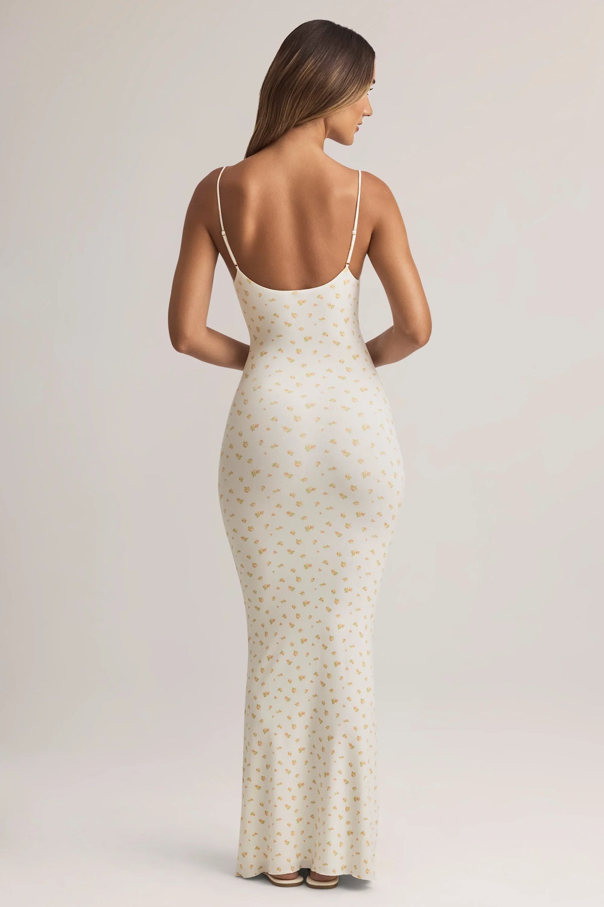 Modal Scoop-Neck Strappy Maxi Dress in Floral Print