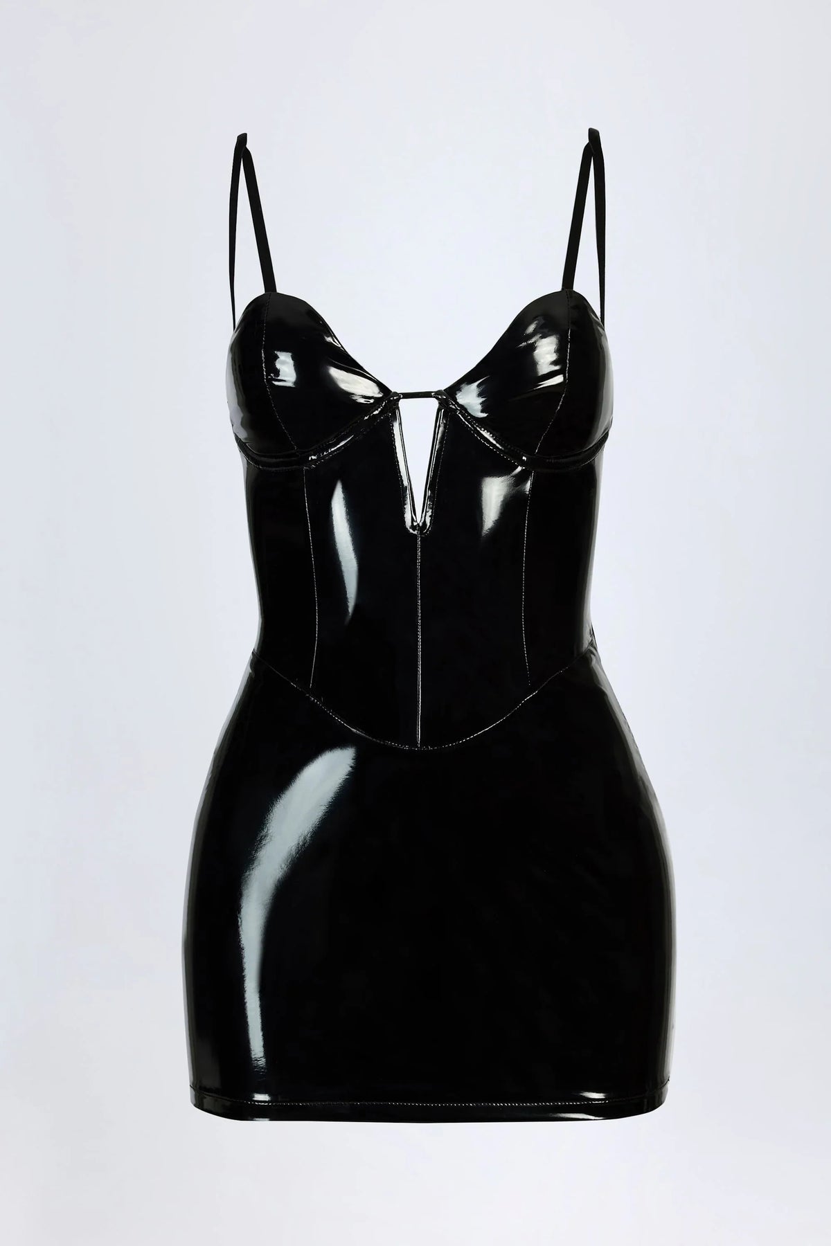 Vinyl Corset Mini Dress in Black