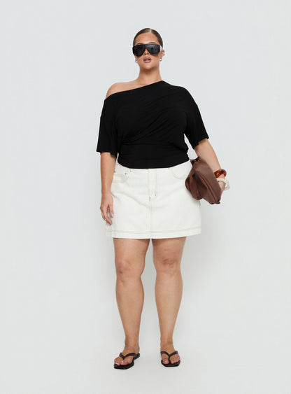 Ashlinn Off Shoulder Drapey Top Black Curve