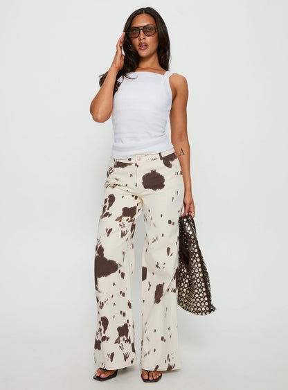 Big Dreamer Low Rise Straight Leg Jeans Cow Print