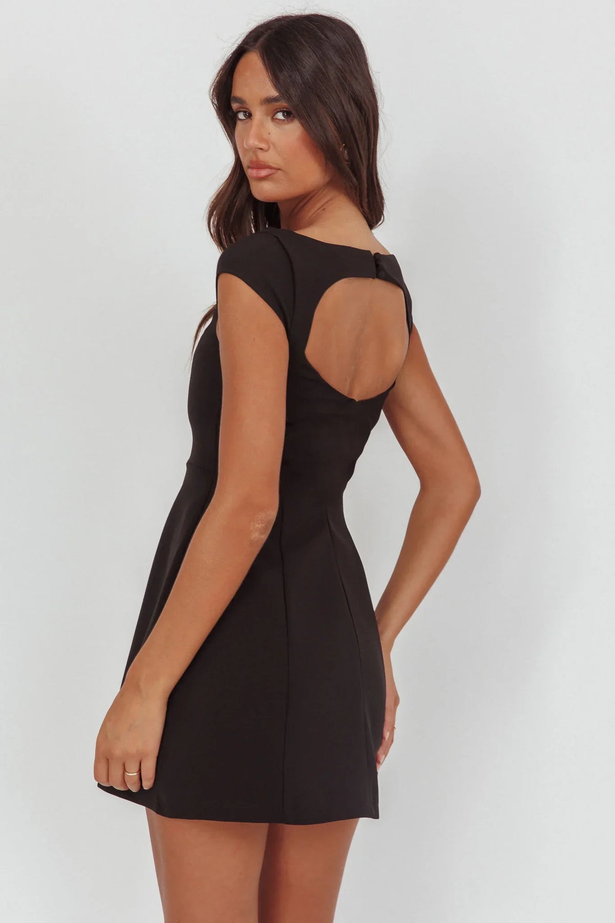 Rebel Cap Sleeve Mini Dress Black