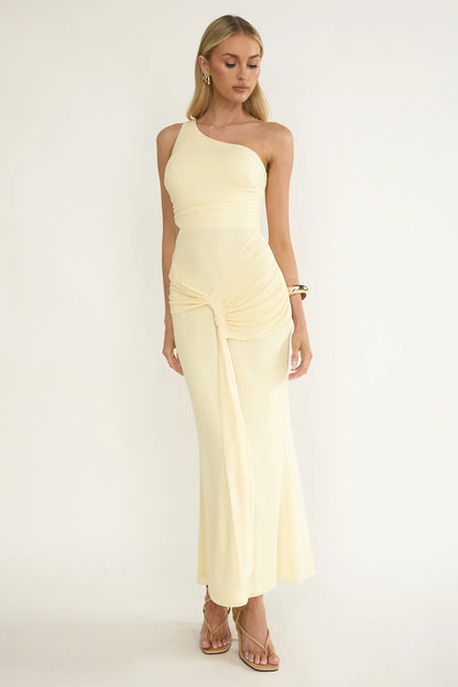 Luli One-Shoulder Cut-Out Maxi Dress Yellow