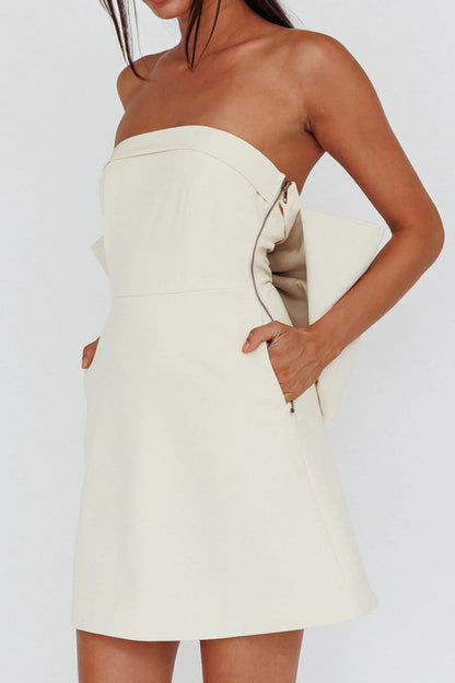 Made For Love Bow Back Mini Dress Ecru