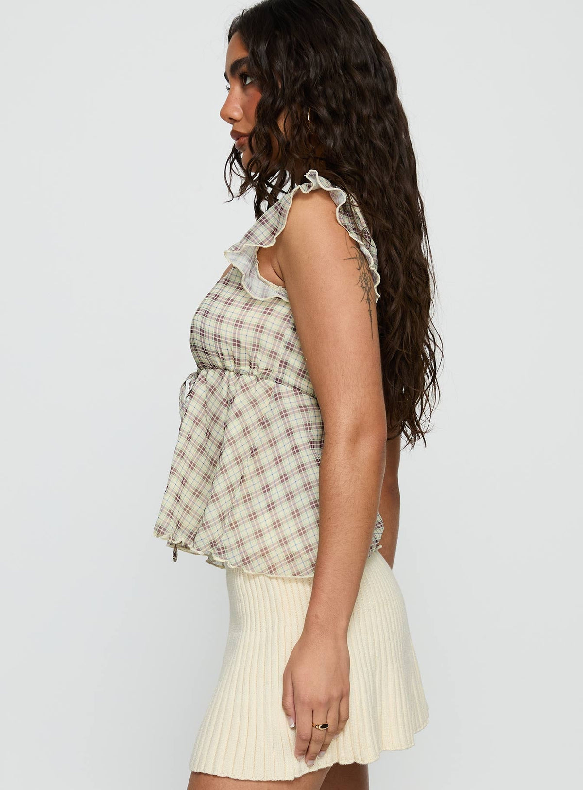 Auroraah Frill Top Yellow Check