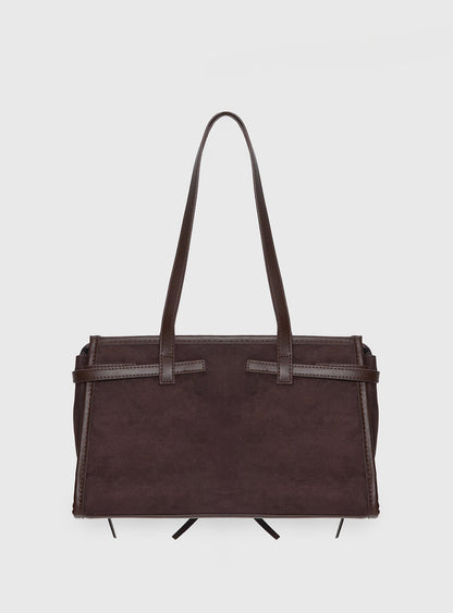 Beaming Bow Detail Shoulder Bag Brown