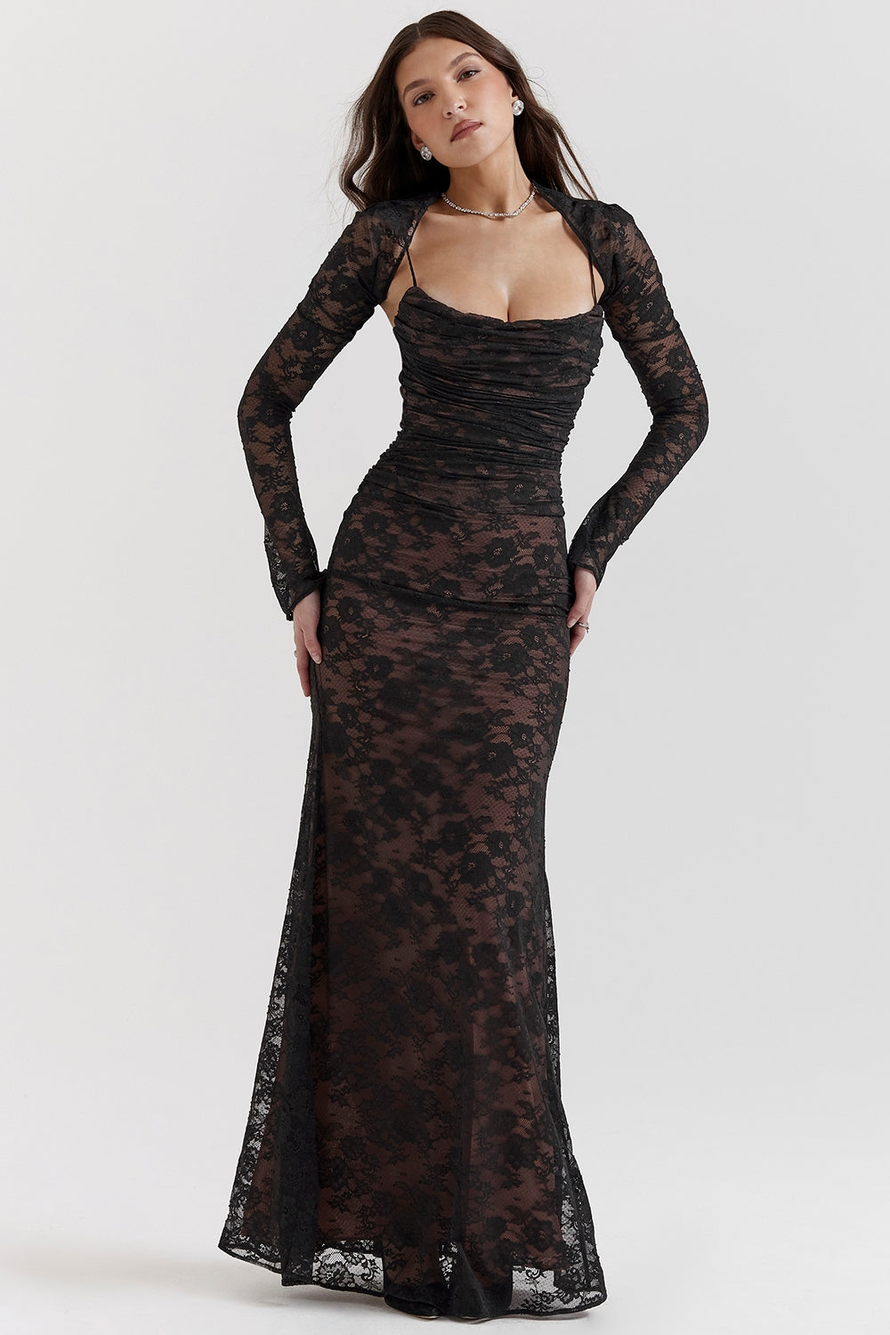 black lace maxi dress