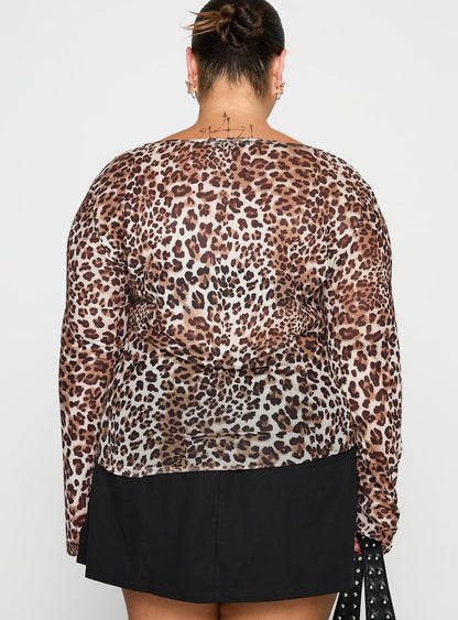 Believe Me Long Sleeve Top Leopard Curve
