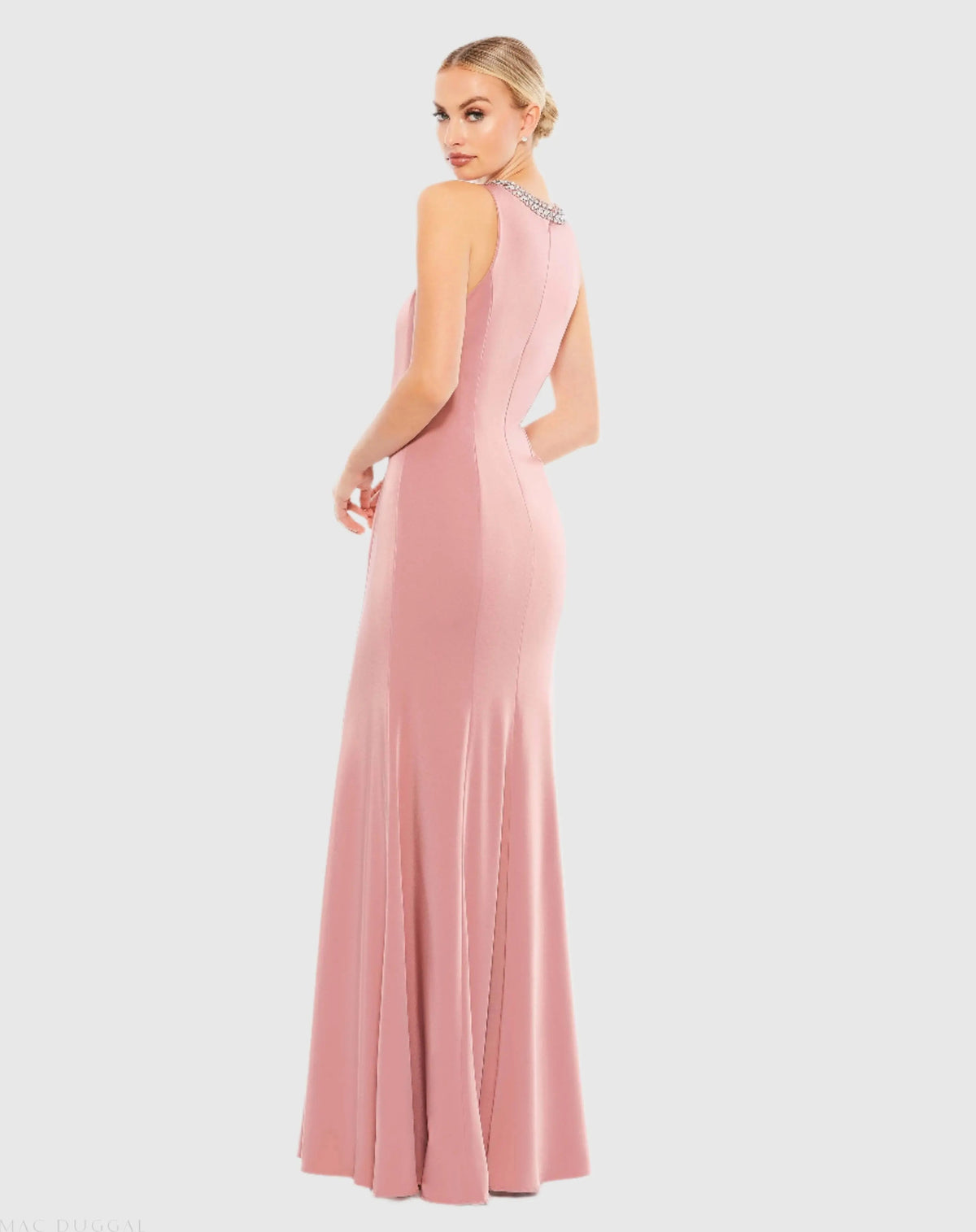 Pink Embellished Neck Trumpet Gown