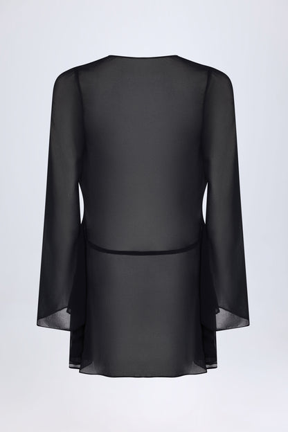 Cowl-Neck Mini Dress in Black