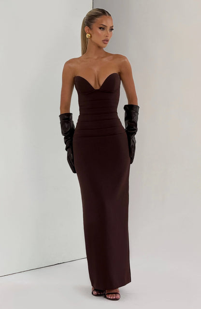 Lindsey Maxi Dress - Plum Brown