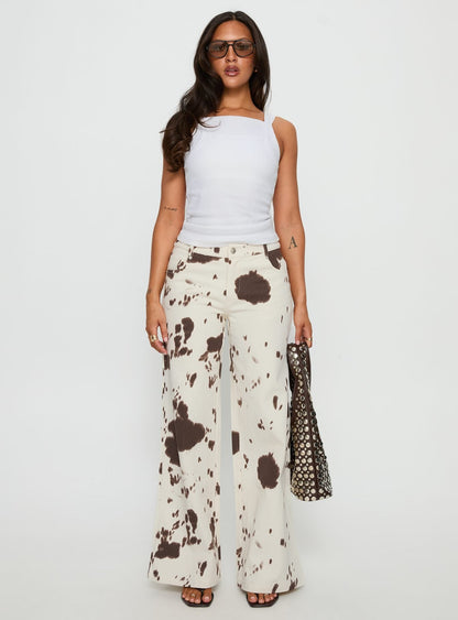 Big Dreamer Low Rise Straight Leg Jeans Cow Print
