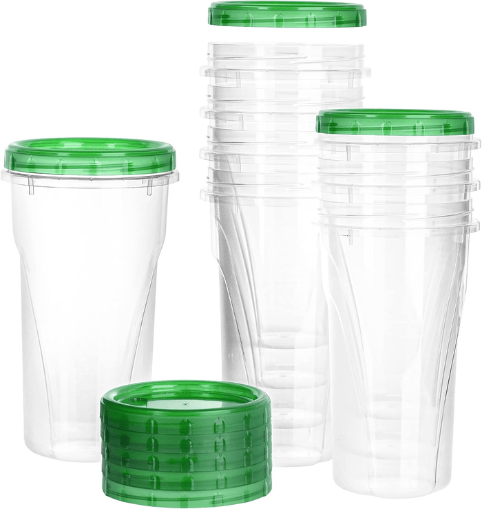 6 Pack Twist Cap Food Storage Containers with Clear Screw on Lid- 48 oz - Wichita Home Outlet