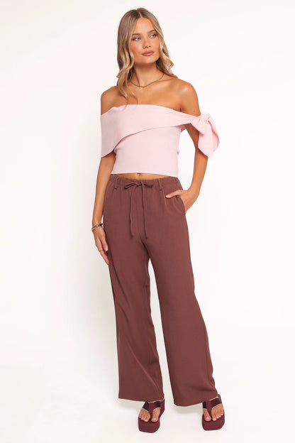 Charama Off Shoulder Knit Top - Pink