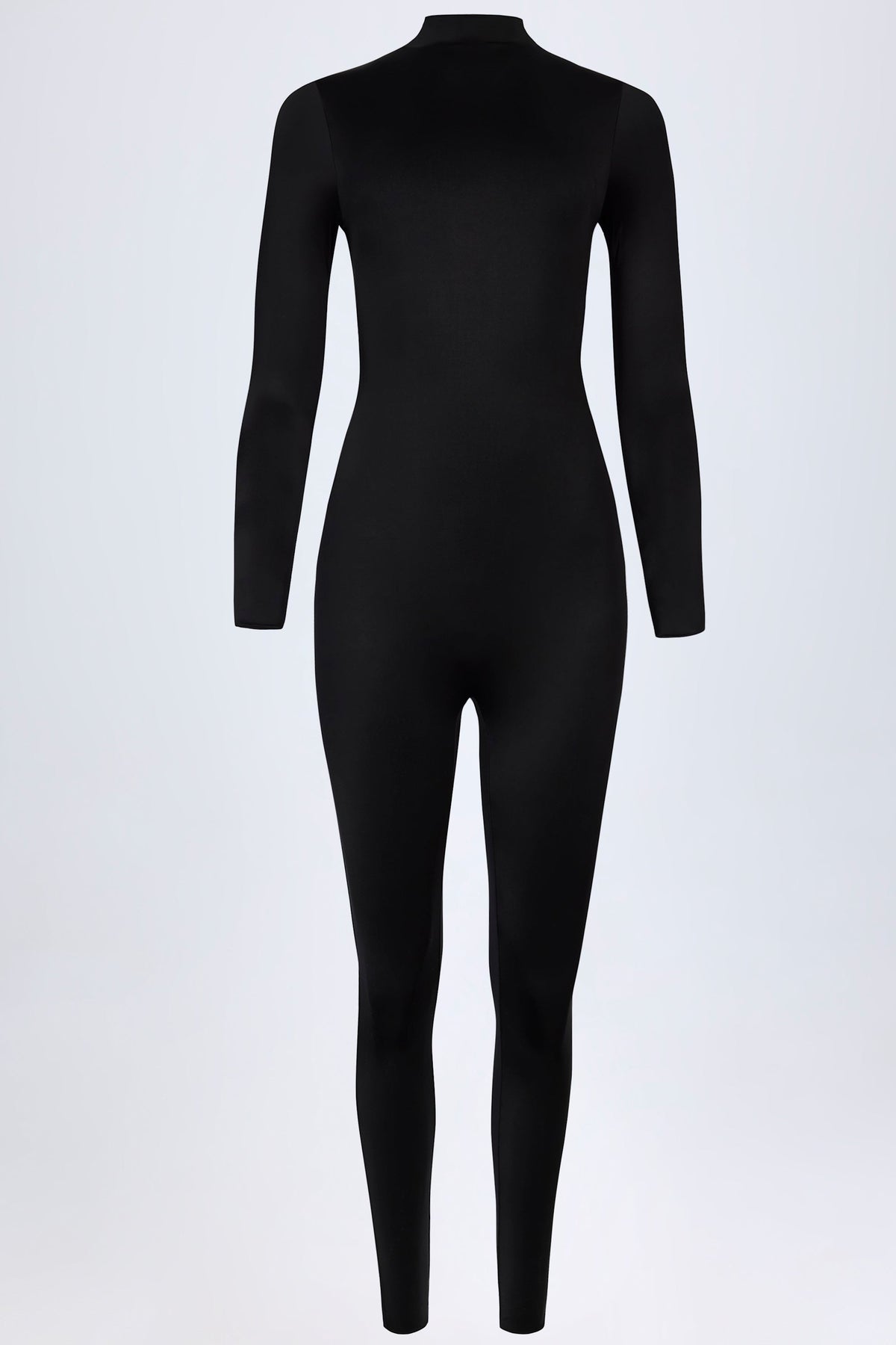 High Neck Long Sleeve Jumpsuit in Black