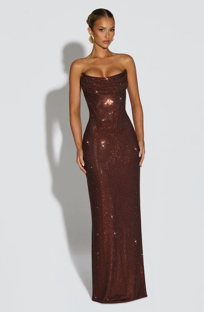 Mirabella Maxi Dress - Plum Brown