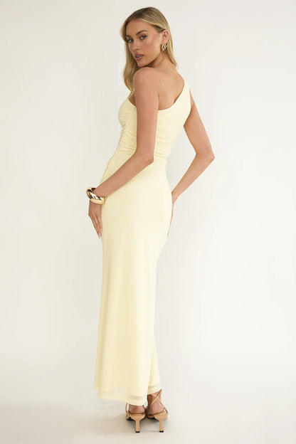 Luli One-Shoulder Cut-Out Maxi Dress Yellow