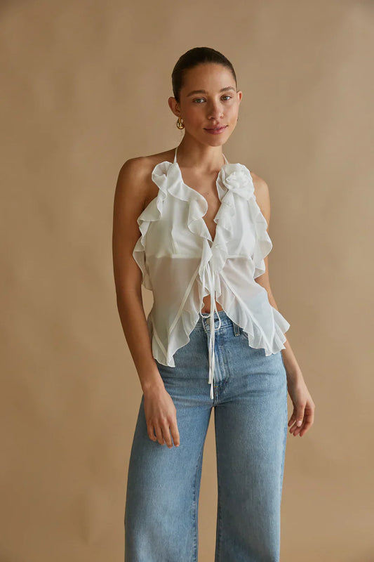 Claudia Rosette Chiffon Halter Top