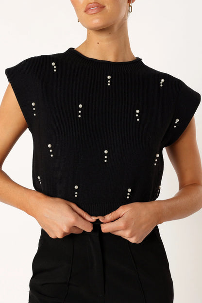 Malani Beaded Top - Black
