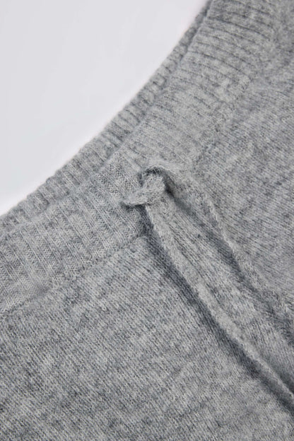 Knit Mid-Rise Wide-Leg Joggers in Grey
