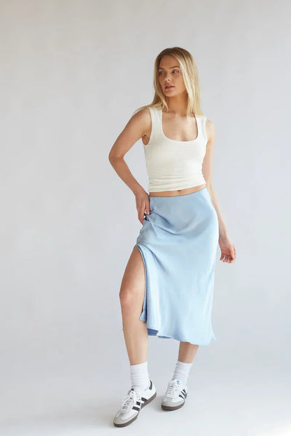 Eliza Satin Midi Skirt