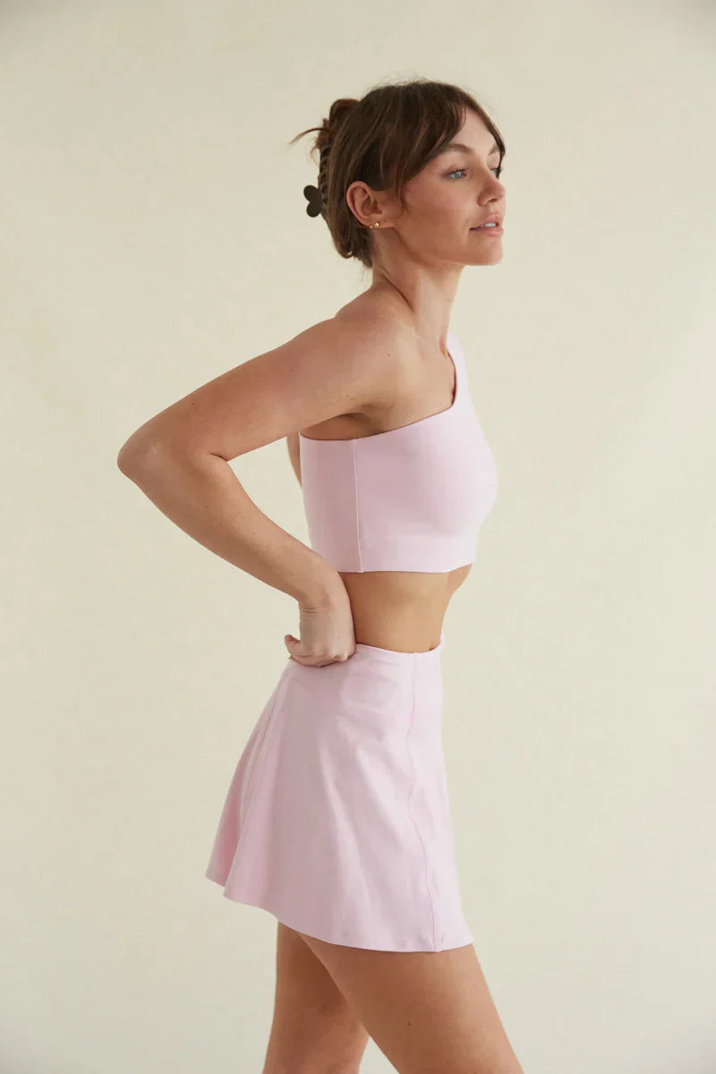 Mia Smoothing One Shoulder Crop Top in Pink