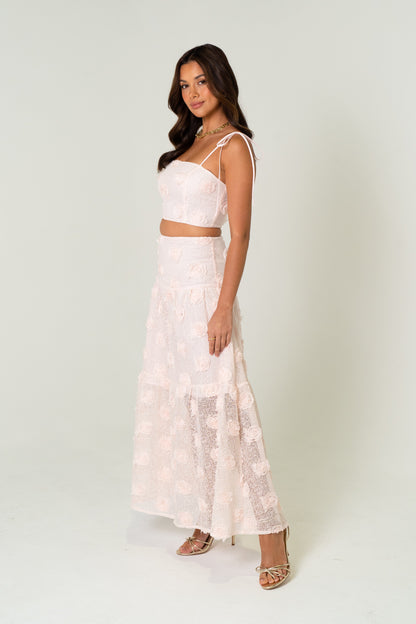 Pauline Two Piece Pink Set - Cropped Top & Midi Skirt