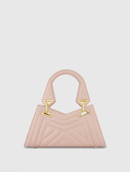 Pink Angular Quilted Napa Leather Handbag