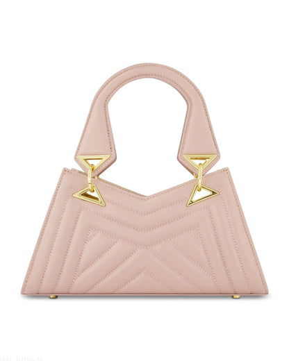 Pink Angular Quilted Napa Leather Handbag