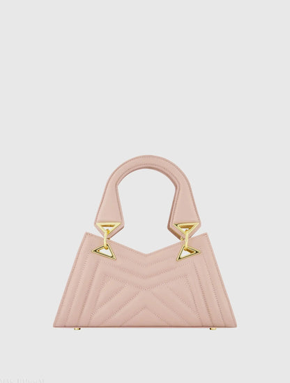 Pink Angular Quilted Napa Leather Handbag