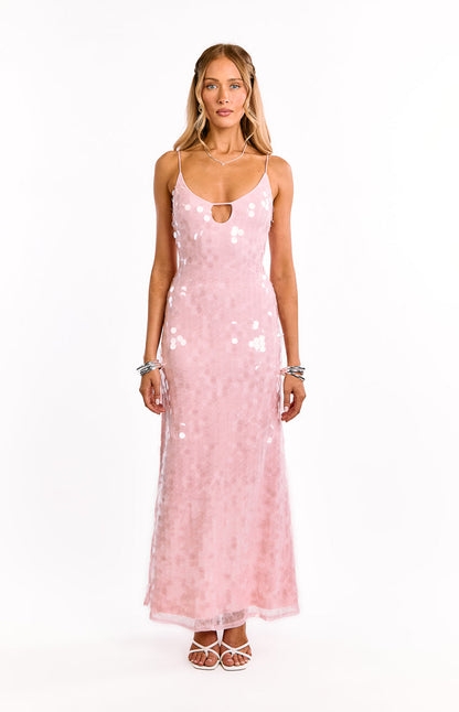Lyanna Pink Sequin Maxi Dress