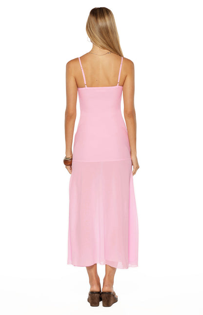 Oaklee Light Pink Embroidered Midi Dress