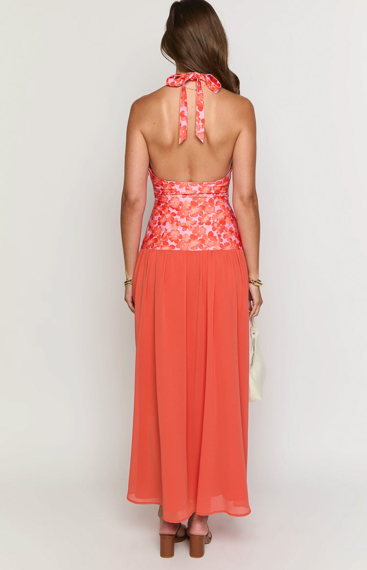 Roxanne Orange Floral Maxi Dress