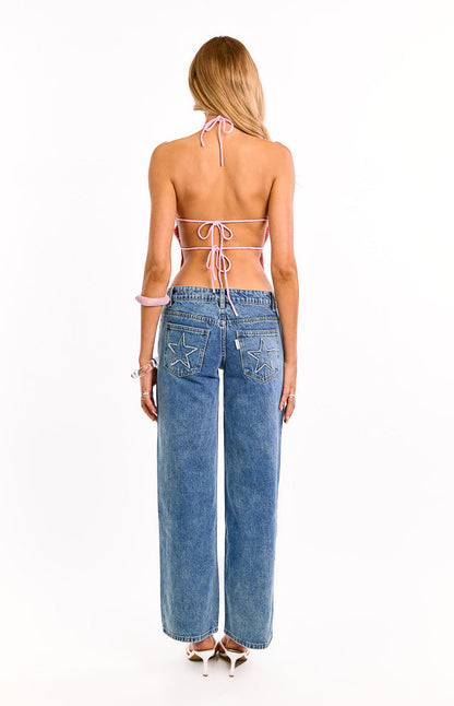 Santana Pink Sequin Halter Neck Top