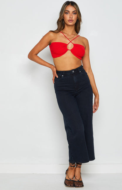 Seoul Red Halter Crop Top