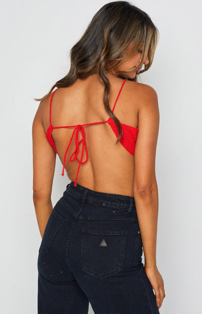 Seoul Red Halter Crop Top