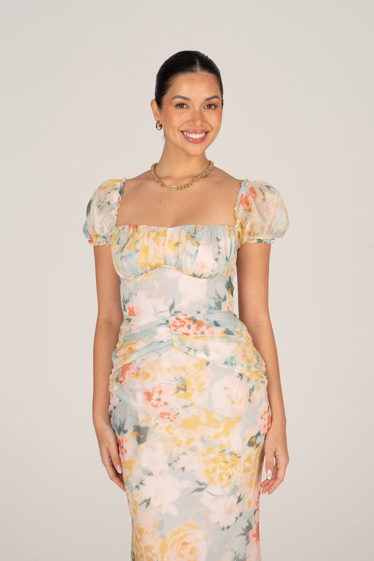Simone Puff Sleeve Midi Dress
