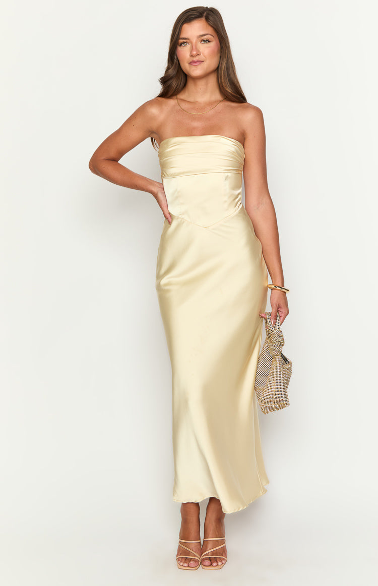 Tasha Yellow Strapless Maxi Dress