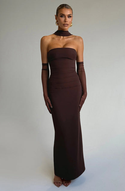 Yulia Maxi Dress - Plum Brown