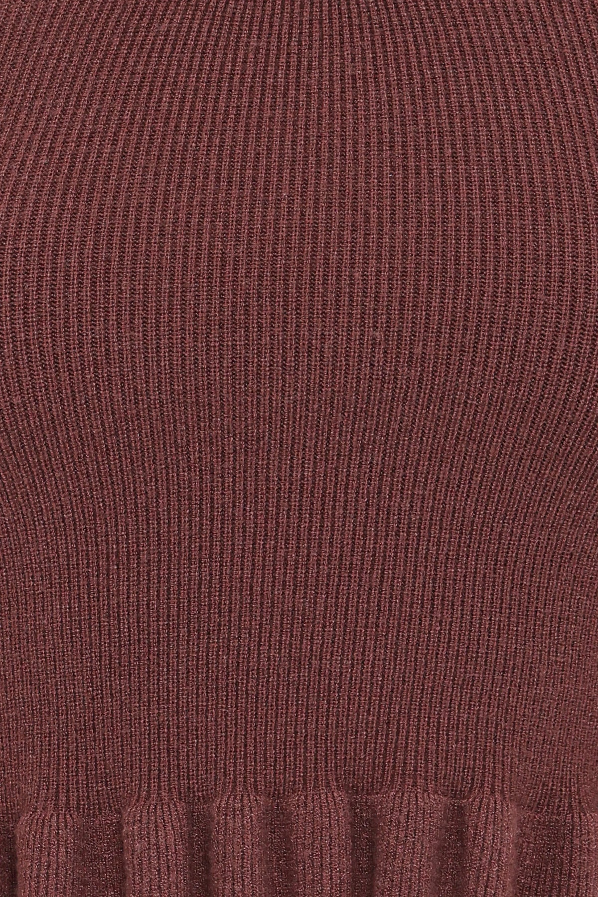 Berenice Ruffle Hem Knitted Top - Brown