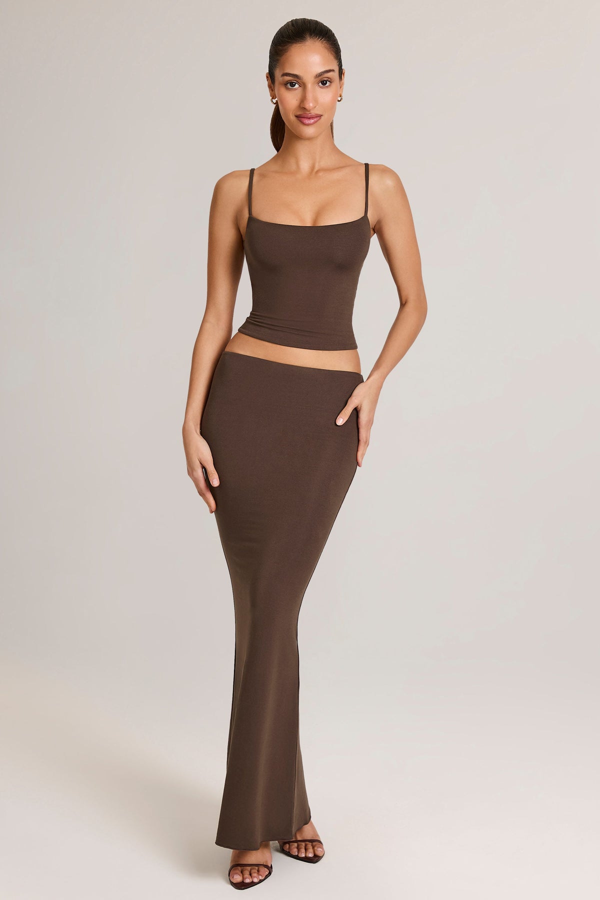Modal Scoop-Neck Tank Top in Chocolate Brown