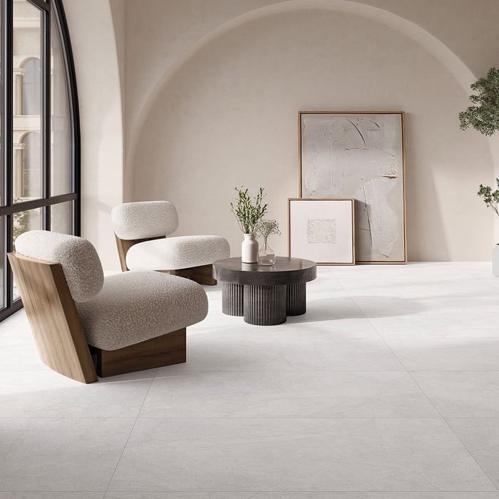 Alleghe White 60 x 60cm Matt Rectified Porcelain Tile - 1.44sqm perbox